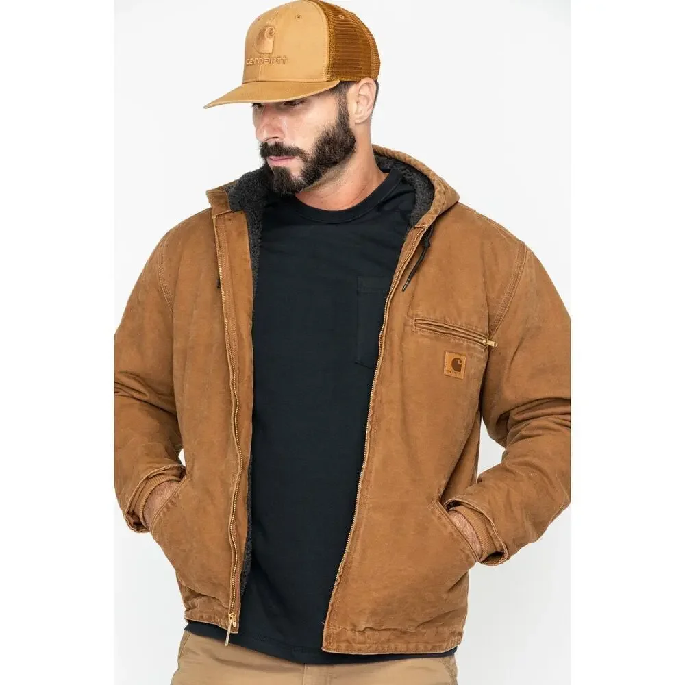 2006 Carhartt 4XL Tall Hooded Jacket Sierra Sherpa Lined J141 Tan BRN Brown Mens